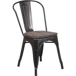 Flash Furniture Black-Antique Gold Metal Kitchen Chair