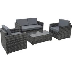 OutSunny 860-024GY Outdoor Lounge Set, 1 Table incl. 2 Chairs & 1 Sofas