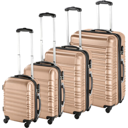 tectake Lightweight Hard Shell Suitcase 4 delar - Champagne