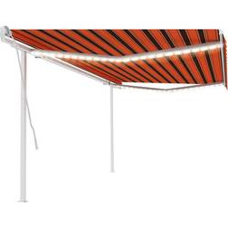 vidaXL Toldo Retráctil Manual Con Luz LED Naranja Y Marrón 5x3 m - Multicolor