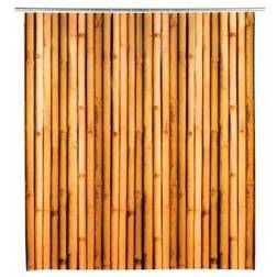 Wenko Rideau De Douche En Plastique Recyclé Motif Bambou + 12 Anneaux "Bambusa" Marron 180 x 200 cm