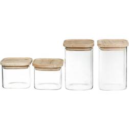 Northix 4 stackable glass jars wooden Kitchen Container