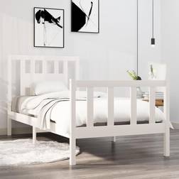 vidaXL 90x190 cm Single Massivt Træ Hvid Sengeramme