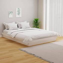 vidaXL Estructura De Cama De Madera Maciza Blanco 140x190 cm