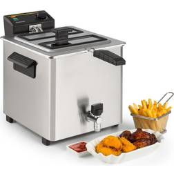 Klarstein Family Fry Freidora 3000W Oil Drain Technology Acero Inoxidable Plateada