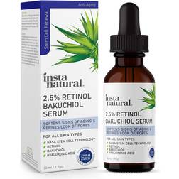 InstaNatural Retinol and Bakuchiol Serum, Anti Aging Serum with Hyaluronic Serum 1fl oz