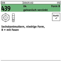 Sechskantmuttern DIN 439 04 BM 5 Galv Verzinkt Galv