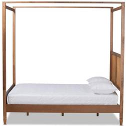 Baxton Studio Queen Malia Wood Canopy Bed Brown