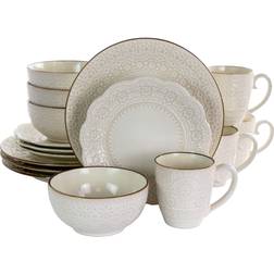 Elama Contessa Embossed Scalloped Dinner Set 16pcs