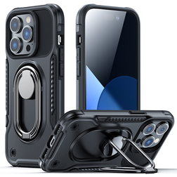Joyroom iPhone 14 Pro Skal Ringhållare Dual Hinge Svart
