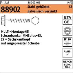 Heco Vis Béton Multi-Monti Tête Hexagonale Acier Zingué Blanc 25pcs