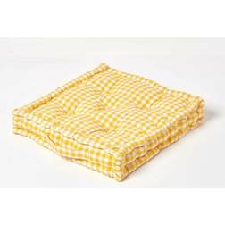 Homescapes Gingham Check Cushion Complete Decoration Pillows Yellow (50x50cm)