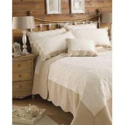 Paoletti Embossed Scalloped Quilted Bedspread Beige