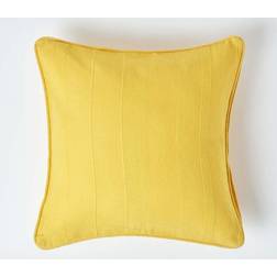 Homescapes Cotton Rajput Ribbed Cushion Cover Orange, Yellow (45x45cm)