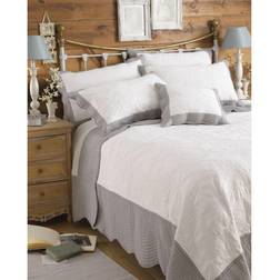 Paoletti Embossed Scalloped Edge Quilted Bedspread White, Grey