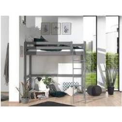 Vipack Lit Mezzanine 140x200 cm Pin Massif Laqué Gris Pino