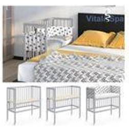 VITALISPA Beistellbett SOPHIE Grau Babybett Stillbett Stubenbett