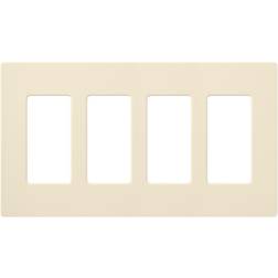 Lutron Claro 4 Gang Decorator/Rocker Wallplate, Gloss, Almond 1-Pack Brown