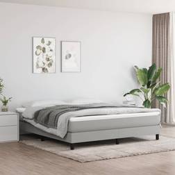 vidaXL de Lit Rembourré Lit Double Adulte Meuble de Chambre Coucher Gris Clair 180x200x20 cm Matelas à Ressorts