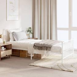 vidaXL Estructura Cama Sin Colchón Con Estribo Metal Blanco 90x200 cm