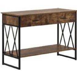 Beliani Effet Bois Foncé Noir 2 Tiroirs Table Console