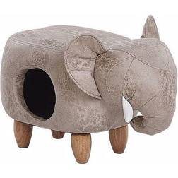 Beliani Pouf Pour Enfant En Forme D'Éléphant En Cuir Pu Gris Clair Et Pieds Bois Avec Espace Maison Pour Chat Tabouret