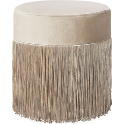 Beliani De Forme Cylindrique Beige Avec Frange Décorative Pouf