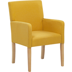 Beliani Fauteuil En Polyester Jaune Et Bois Rockefeller Chaise de Cuisine