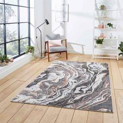 Think Rugs Apollo GR584 Modern Abstract Gold, Grey, Pink