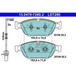 ATE Ceramic 13.0470-7280.2 Jarrupalat AUDI A6 C7 A7