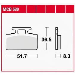 TRW Lucas Bremsbeläge organisch MCB589 51,7x36,5x8,3mm