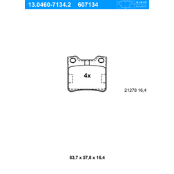 ATE Bremsbelagsatz, Scheibenbremse Hinterachse 13.0460-7134.2