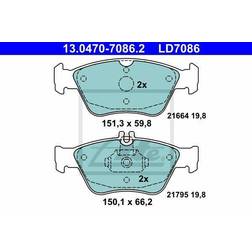 ATE Ceramic 13.0470-7086.2 Jeu de Plaquettes de Frein