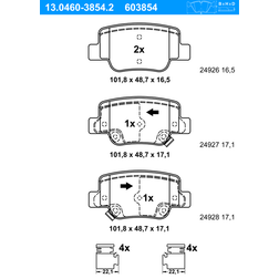 ATE Bremsbelagsatz, Scheibenbremse Hinterachse 13.0460-3854.2