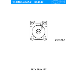 ATE Jeu de Plaquettes de Frein À Disque 13.0460-4047.2