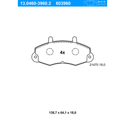 ATE Bremsbelagsatz, Scheibenbremse Vorderachse 13.0460-3960.2