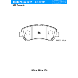 ATE Bremsbelagsatz, Scheibenbremse Vorderachse 13.0470-5752.2