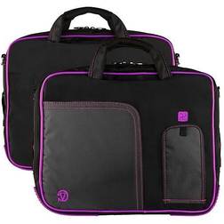 Vangoddy Pindar Laptop Sleeve Messenger Shoulder Bag Fits up to 15" Laptops Large Black and Purple Black