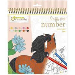 Avenue Mandarine Carnet de coloriage "Graffy Pop Number" Chevaux 24 feuilles Multicolore