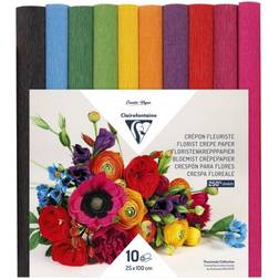 Clairefontaine Crépon Fleuriste Bright Assortment Rolls In 25x100cm10 sheets