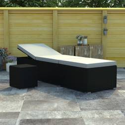 vidaXL Liggestol Med Hynde Og Tebord Polyrattan Sort