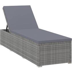 vidaXL Lettino Prendisole Con Cuscino Grigio Scuro Polyrattan Grigio