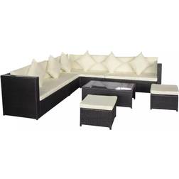 vidaXL Loungegrupp Med Dynor 8 Delar Svart Loungeset
