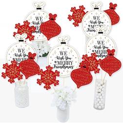 Red and Gold Friendsmas Christmas Centerpiece Sticks Table Toppers-Set of 15 Red