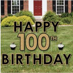 Adult 100th Birthday Gold Outdoor Lawn Decor Happy Birthday Yard Signs Gold