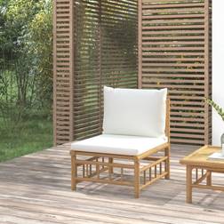 vidaXL Central De Jardin Avec Coussins Blanc Crème Bambou Cream Canapé Modulaire