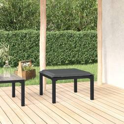 vidaXL Poggiapiedi Da Giardino Con Cuscino In Polyrattan Nero e Grigio