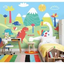 Origin Murals Dinosaur Land Blue Wall Mural 3m 2.4m
