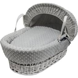 Kinder Valley Dimple White Moses Basket With Quilt, Padded Body Adjustable Hood