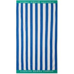 Lexington Striped Cotton Terry Badlakan Blå, Vit (180x100cm)